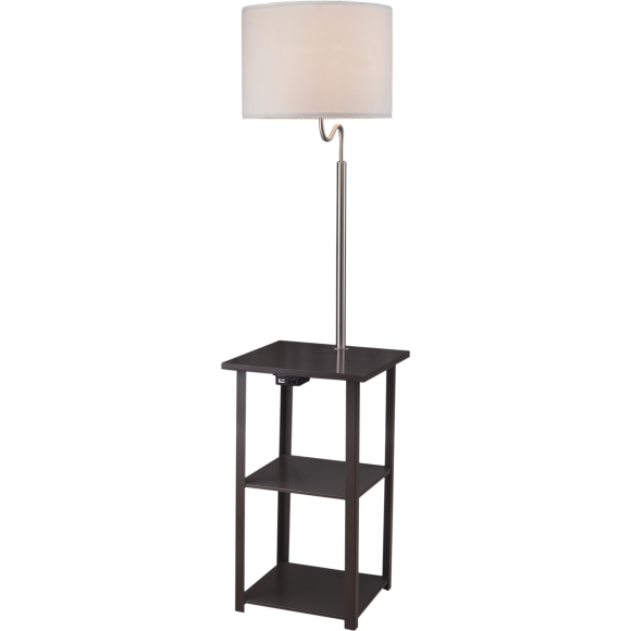 Sh Lighting Square End Table Shelf, Floor Lamp And Table Combo